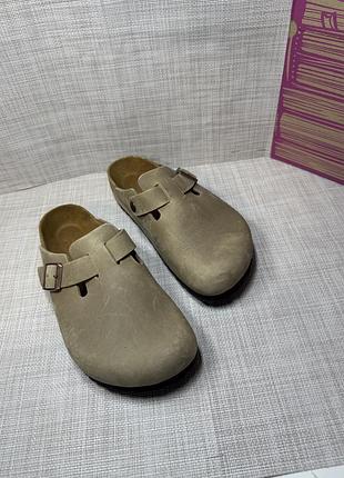 Оригинальные шлепанцы сабо birkenstock boston из натуральной кожи