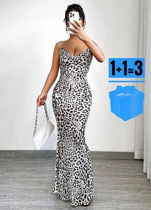 Обтисла довга сукня в леопардовий принт shein xs