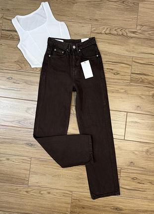 Коричневые джинсы zara шоколадные джинсы