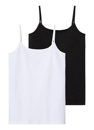 Майка бельевая набор 2шт. хлопковые для девочки pepperts lycra® 442790 146-152 см (10-12 years) черный, белый