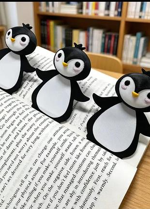 Забавная закладка для книг пингвин, -35 %, дитяча закладкинка, до школи, школяру, веселий пінгвін, дитині, для книги, для читання, книга, підручник