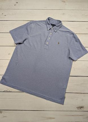 Чоловіча блакитна меланжева футболка поло polo ralph lauren оригінал джинсове поло ральф лорен