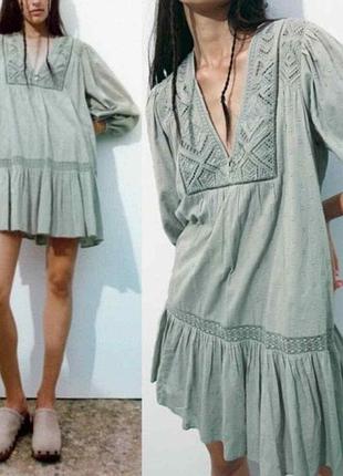 Зелена коротка сукня zara
