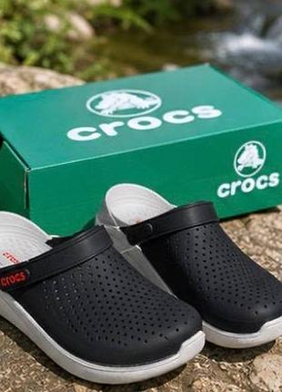 Crocs literide 360 чоловічі чорні сабо 40-45 | легкі та комфортні | біла підошва мужские шльопанцы крокс новинка 2026 ексклюзивная модель
