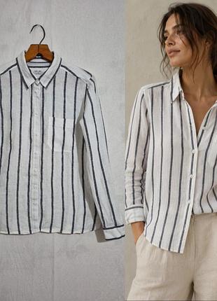 Рубашка льняная в полоску  pure linen marks&amp;spencer