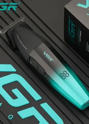 Триммер vgr v-906 green, 3 насадки, керамическое лезвие, режим turbo 9000rpm, led дисплей