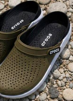Crocs literide 360 чоловічі сабо хакі 40-45 | легкі літні крокси | новинка мужские шльопанцы крокс хит продажи хаки