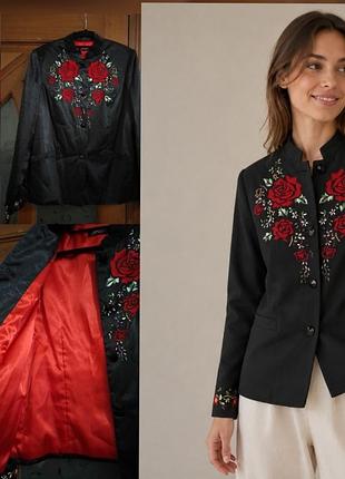 Піджак шовк+віскоза, піджак нарядний ,жакет з елементами вишивки, піджак утеплений