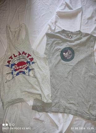 Винтажный  лот сет майка adidas originals и борцовка atlanta braves (90s / vintage)