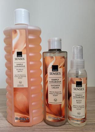 Набор avon senses simply luxurious/эйвон сенсес настоящая роскошь (гель 250 мл пена 500 мл спрей 100 мл)