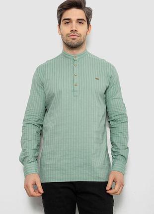 Рубашка мужская однотонная с принтом, цвет оливковый, 186r2077