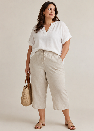Льняные брюки большого размера marks &amp; spencer
