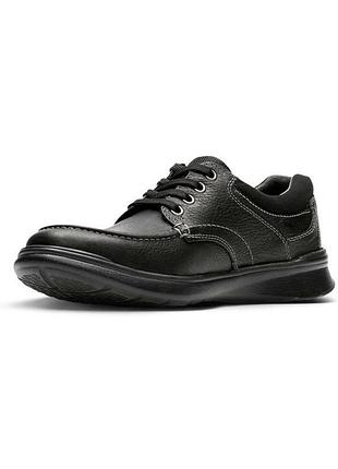 Чорні шкіряні туфлі clarks cotrell walk з контрастною білою строчкою
