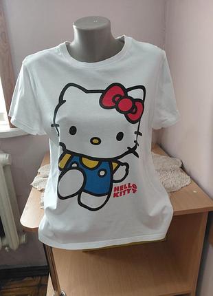 🩵💛 женская каттоновая футболка с принтом hello kitty размер м