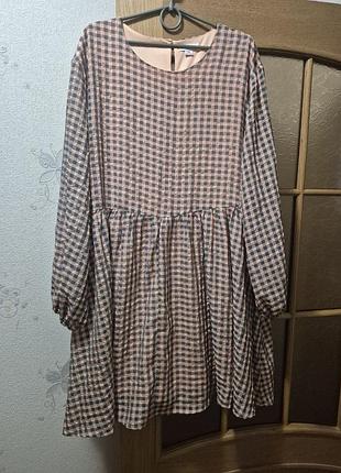 Легкое платье в клетку с длинным рукавом и подкладкой urban threads curve (размер 18 / 50-52 / xl-2xl)
