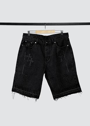 Джинсові шорти chrome hearts чорного кольору