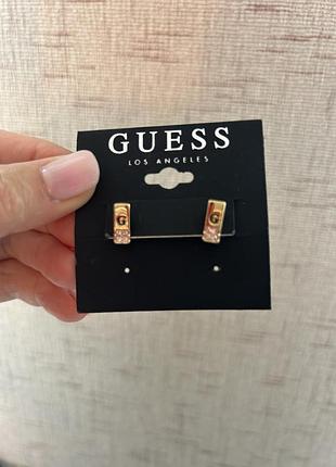 Нові золотисті сережки-пусети guess з кристалами (оригінал зі сша)