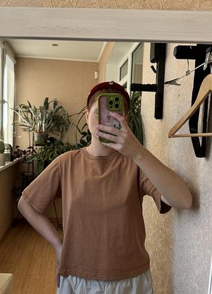 🤎 базова футболка oversize у карамельному кольорі