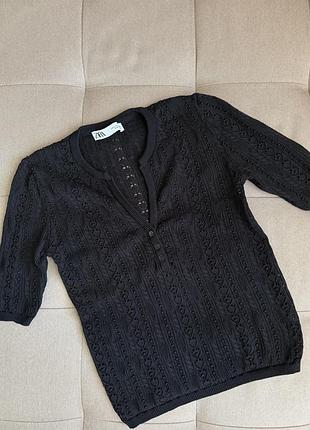 Чорний мереживний топ поло zara, розмір xs.