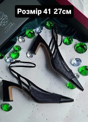 Vince camuto оригінал чорні шкіряні напівпрозорі туфлі слингбеки