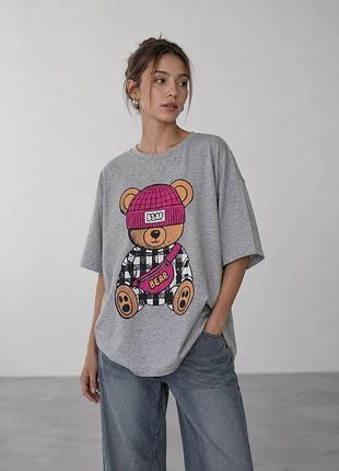 Футболка жіноча oversize з принтом teddy bear