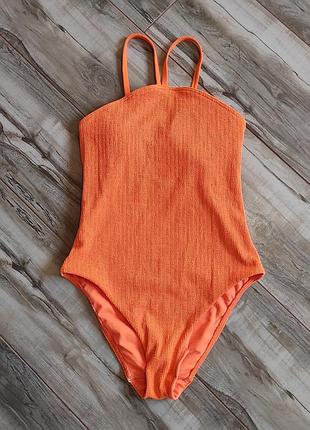 Слитный женский купальник s/m (36/38) оранжевый фактурный