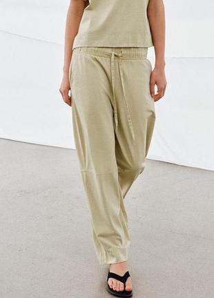 Брюки из плотного хлопка wide leg от zara