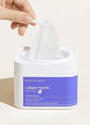 Набір зволожуючих масок з пептидами mary&may collagen peptide vital mask 30 шт