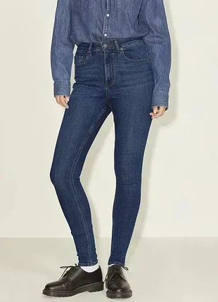 Джинси skinny high waist жіночі jjxx темно-сині s m l (12346123-12)