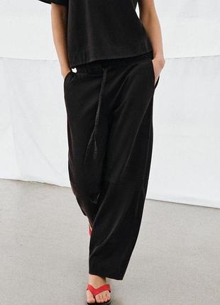 Брюки из плотного хлопка wide leg от zara