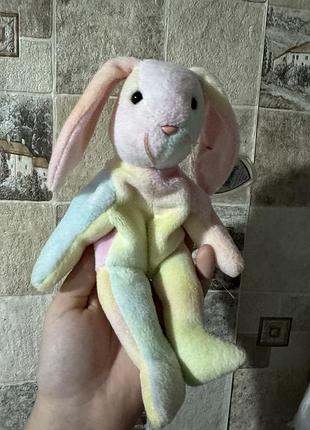 Колекційна м'яка іграшка ty beanie baby на ім'я hippie (кролик у стилі тай-дай, випущений у 1999 році