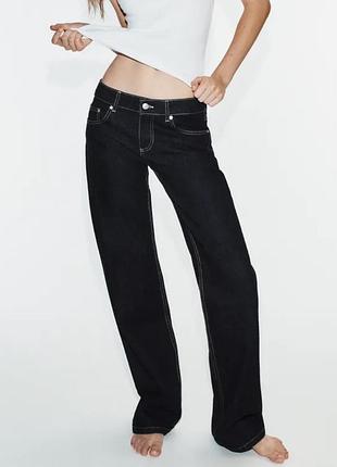 Джинсы trf wide-leg с низкой посадкой