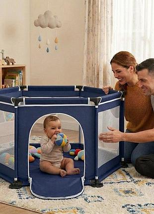 Детский игровой манеж для детей складной детский манеж 120х100х55см blue