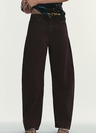Джинси trf baggy barrel із середньою посадкою від zara
