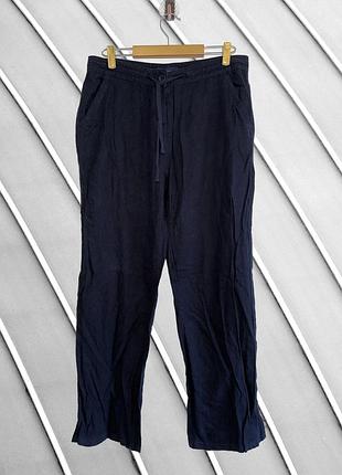 Женские темно-синие льняные брюки next 42 44 l xl оригинал некст свободные брюки лен на резинке летние брюки 50 52