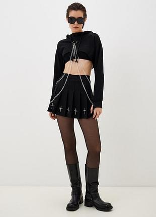 Трендова спідниця плісе батал в готичному стилі з вишивкою romwe plus size uk 18 3xl 🔥🔥🔥