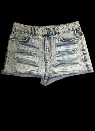 Крутые джинсовые шорты denim co. варенка с разрезами высокая посадка (размер eur 40 / l)