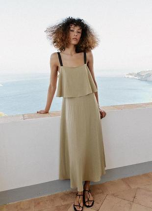 Двушарова сукня середньої довжини на бретелях від zara