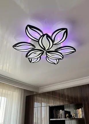 Яркая люстра led c лепестками vatan light 180w до 30 м² цвет черный 1141/6+3 bk 3color