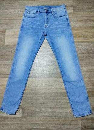 Мужские лёгкие джинсы g-star raw 3301 slim размер 32/32  светло-синий