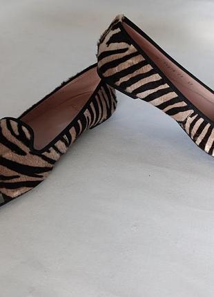 Лофери pretty loafers (pretty ballerinas) зебра з ворсом поні, р. 37