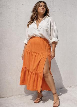 Яскрава максі спідниця in the style plus size з льоном