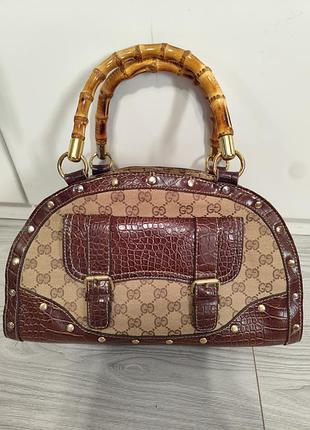 Сумка в стиле gucci bamboo (с бамбуковыми ручками)