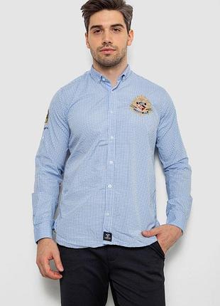 Рубашка мужская в клеточку, цвет голубой, 214r9030