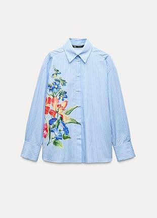 Сорочка у смужку з оригінальним принтом zara