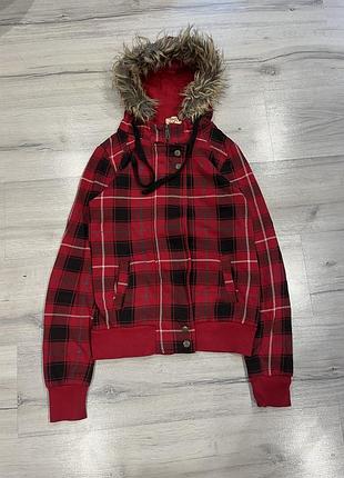 Bershka vintage y2k зіп-худі в клітинку з капюшоном s
