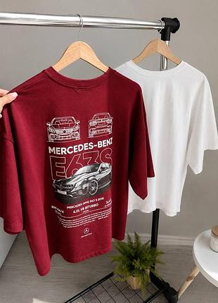 Женская футболка из турецкого кулира oversize с принтом, бордовый, размер 42-50