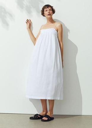Белое фактурное платье-сарафан на бретелях f&amp;f xs s m l