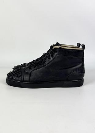 Кросівки christian louboutin lou spikes men black leather high top sneakers шкіряні чорні чоловічі високі з шипами розмір 44.5 / 29 см