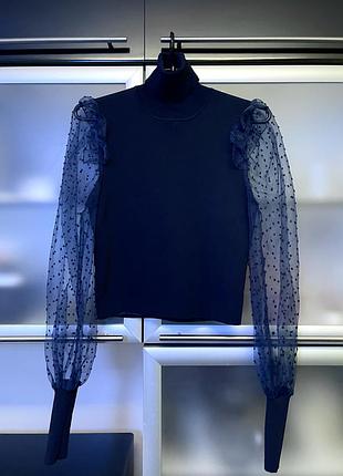 Zara жіноча нова нарядна кофточка, светр к з пишними рукавами колір синій